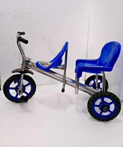 Double Seat Iron Tricycle for Kids – Sturdy, Safe & Fun Ride